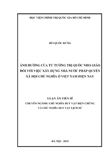 Luận án Ảnh hưởng của tư tưởng Nho giáo đối với việc xây dựng nhà nước pháp quyền xã hội chủ nghĩa ở Việt Nam hiện nay