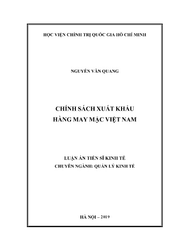Luận án Chính sách xuất khẩu hàng May mặc Việt Nam