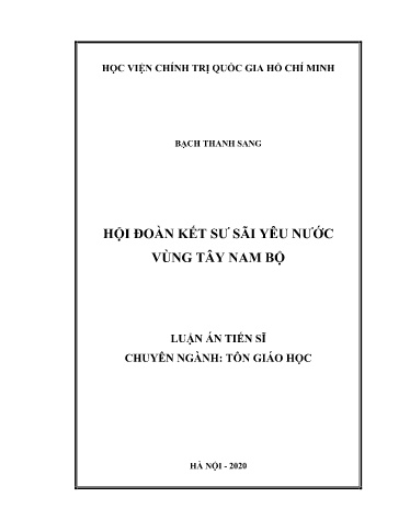 Luận án Hội đoàn kết sư sãi yên nước Vùng Tây Nam Bộ