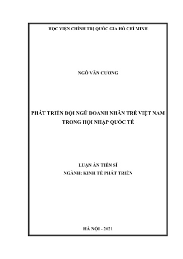 Luận án Phát triển đội ngũ doanh nhân trẻ Việt Nam trong hội nhập quốc tế