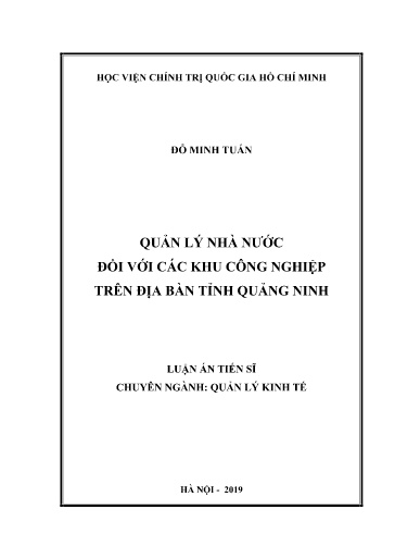Luận án Quản lý nhà nước đối với các khu công nghiệp trên địa bàn tỉnh Quảng Ninh