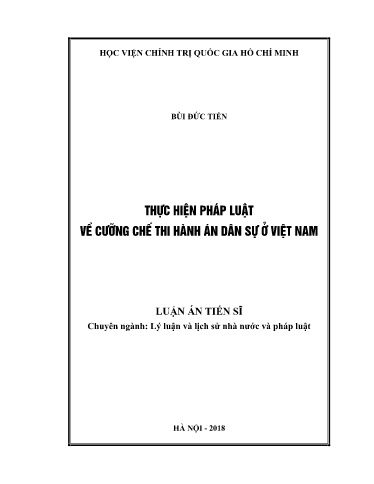 Luận án Thực hiện pháp luật về cưỡng chế thi hành án dân sự ở Việt Nam