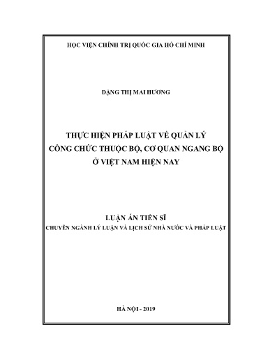 Luận án Thực hiện pháp luật về quản lý công chức thuộc bộ, cơ quan ngang bộ ở Việt Nam hiện nay