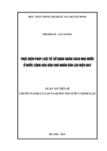 Luận án Thực hiện pháp luật về sử dụng ngân sách nhà nước ở nước Cộng hòa dân chủ nhân dân Lào hiện nay