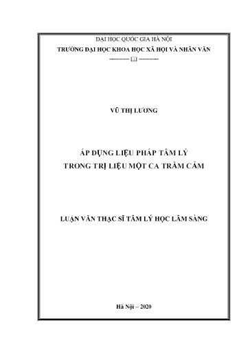 Luận văn Áp dụng liệu pháp tâm lý trong trị liệu một ca trầm cảm