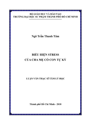 Luận văn Biểu hiện stress của cha mẹ có con tự kỷ