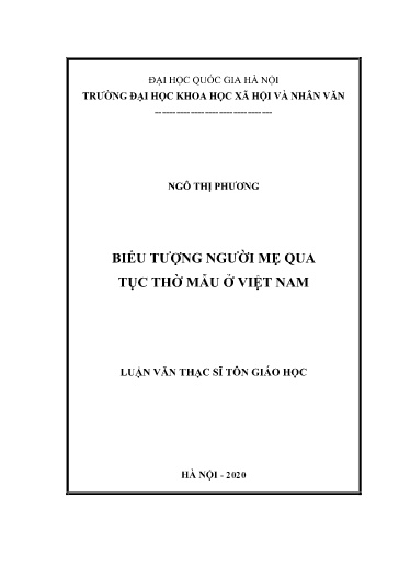 Luận văn Biểu tượng người mẹ qua tục thờ mẫu ở Việt Nam