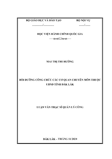 Luận văn Bồi dưỡng công chức các cơ quan chuyên môn thuộc UBND tỉnh Đắk Lắk