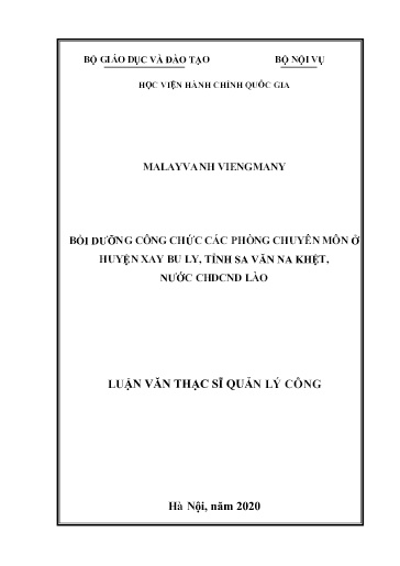 Luận văn Bồi dưỡng công chức các phòng chuyên môn ở huyện Xay Bu Ly, tỉnh Sa Văn Na Khệt, nước CHDCND Lào