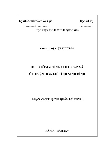 Luận văn Bồi dưỡng công chức cấp xã ở huyện Hoa Lư, tỉnh Ninh Bình