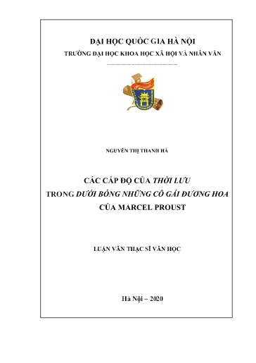 Luận văn Các cấp độ của thời lưu trong dưới bóng Những cô gái đương hoa của Marcel Proust