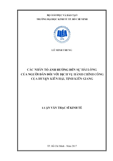 Luận văn Các nhân tố ảnh hưởng đến sự hài lòng của người dân đối với dịch vụ hành chính công của huyện Kiên Hải, tỉnh Kiên Giang