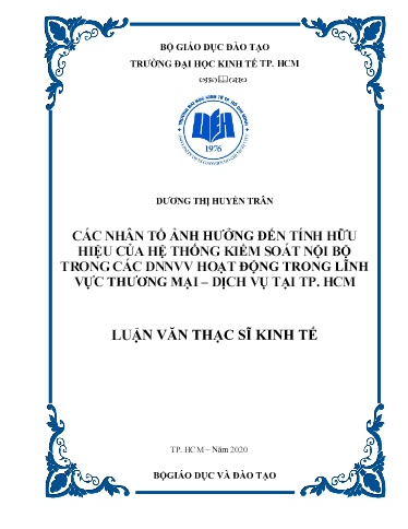 Luận văn Các nhân tố ảnh hưởng đến tính hữu hiệu của hệ thống kiểm soát nội bộ trong các DNNVV hoạt động trong lĩnh vực Thương mại – Dịch vụ tại TP. HCM