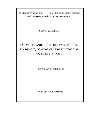 Luận văn Các yếu tố ảnh hưởng đến tăng trưởng tín dụng tại các Ngân hàng Thương mại cổ phần Việt Nam