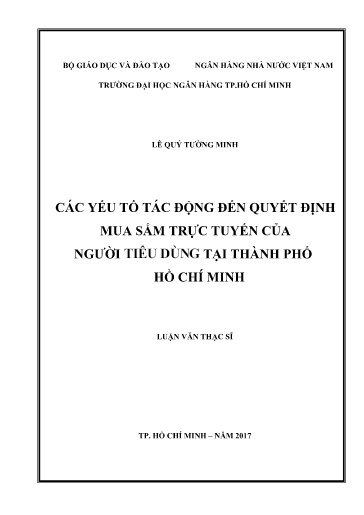 Luận văn Các yếu tố tác động đến quyết định mua sắm trực tuyến của người tiêu dùng tại Thành phố Hồ Chí Minh