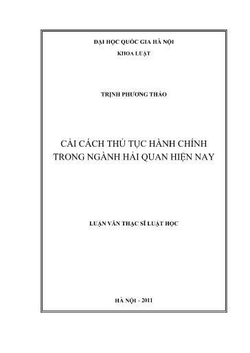 Luận văn Cải cách thủ tục hành chính trong ngành Hải quan hiện nay