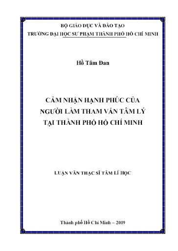 Luận văn Cảm nhận hạnh phúc của người làm tham vấn tâm lý tại Thành phố Hồ Chí Minh