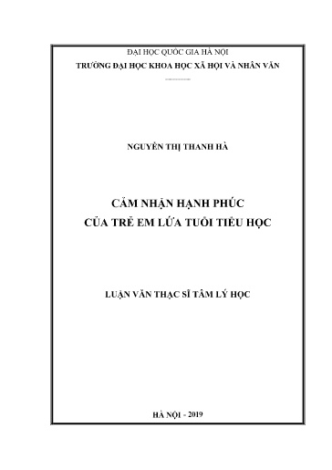 Luận văn Cảm nhận hạnh phúc của trẻ em lứa tuổi Tiểu học