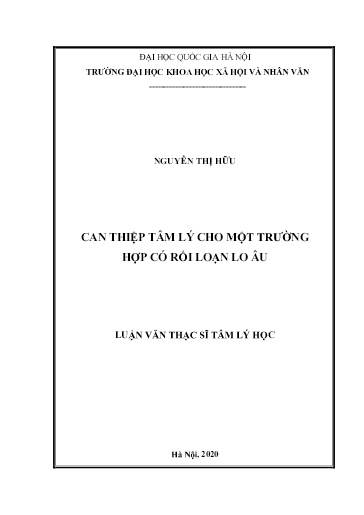 Luận văn Can thiệp tâm lý cho một trường hợp có rối loạn lo âu