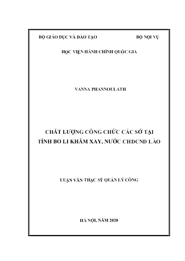 Luận văn Chất lượng công chức các sở tại tỉnh Bo Li Khăm Xay, nước CHDCND Lào