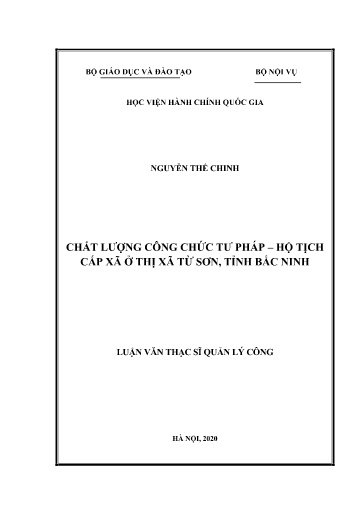 Luận văn Chất lượng công chức tư pháp – hộ tịch cấp xã ở Thị xã Từ Sơn, tỉnh Bắc Ninh
