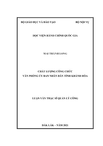 Luận văn Chất lượng công chức văn phòng ủy ban nhân dân tỉnh Khánh Hòa