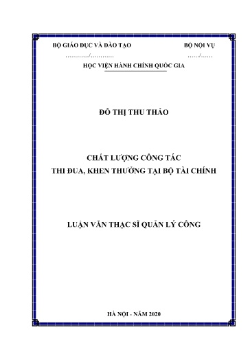 Luận văn Chất lượng công tác thi đua, khen thưởng tại Bộ Tài Chính