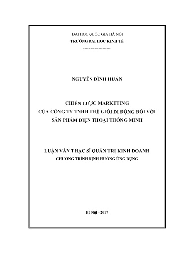 Luận văn Chiến lược Marketing của Công ty TNHH Thế giới di động đối với sản phẩm Điện thoại thông minh