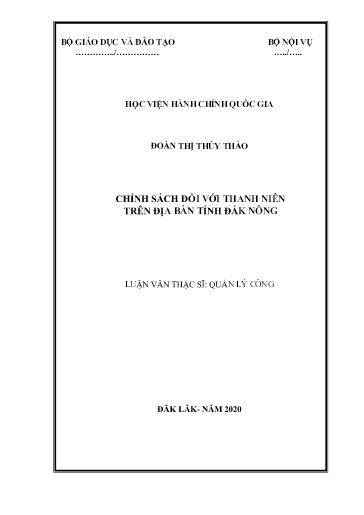Luận văn Chính sách đối với thanh niên trên địa bàn tỉnh Đắk Nông