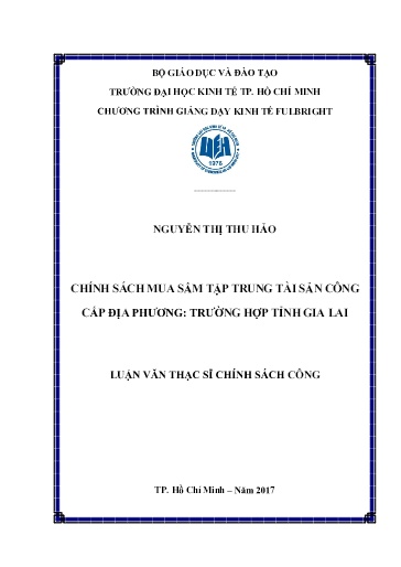 Luận văn Chính sách mua sắm tập trung tài sản công cấp địa phương: Trường hợp tỉnh Gia Lai
