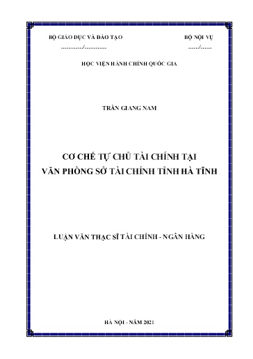 Luận văn Cơ chế tự chủ tài chính tại văn phòng sở tài chính tỉnh Hà Tĩnh