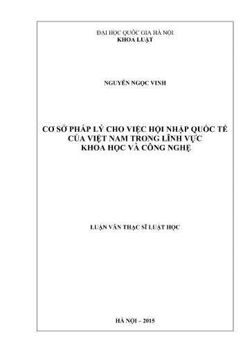 Luận văn Cơ sở pháp lý cho việc hội nhập quốc tế của Việt Nam trong lĩnh vực Khoa học và công nghệ