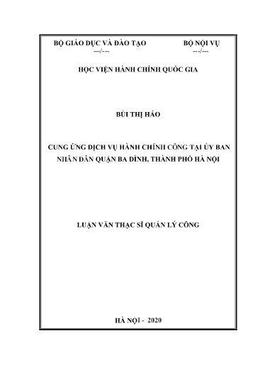 Luận văn Cung ứng dịch vụ Hành chính công tại Ủy ban Nhân dân Quận Ba Đình, Thành phố Hà Nội