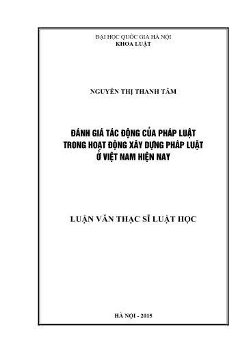 Luận văn Đánh giá tác động của pháp luật trong hoạt động xây dựng pháp luật ở Việt Nam hiện nay