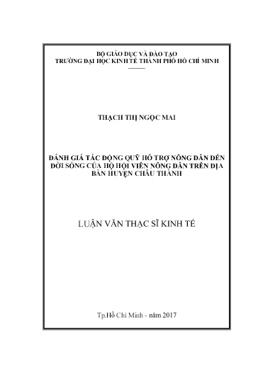 Luận văn Đánh giá tác động quỹ hỗ trợ nông dân đến đời sống của hộ hội viên nông dân trên địa bàn huyện Châu Thành