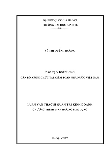 Luận văn Đào tạo, bồi dưỡng cán bộ, công chức tại Kiểm toán nhà nước Việt Nam