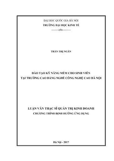 Luận văn Đào tạo kỹ năng mềm cho sinh viên tại Trường Cao đẳng nghề Công nghệ cao Hà Nội
