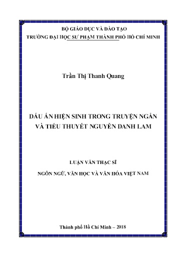 Luận văn Dấu ấn hiện sinh trong Truyện ngắn và Tiểu thuyết Nguyễn Danh Lam