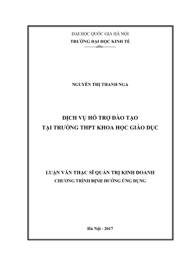 Luận văn Dịch vụ hỗ trợ đào tạo tại Trường THPT Khoa học giáo dục
