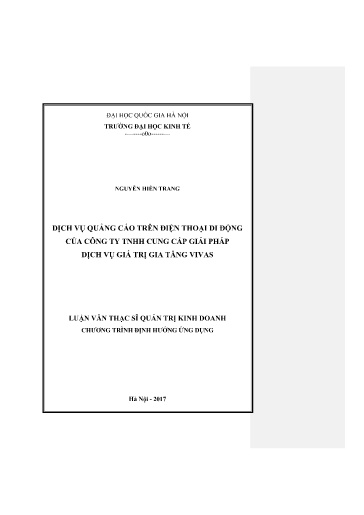 Luận văn Dịch vụ quảng cáo trên điện thoại di động của Công ty TNHH Cung cấp giải pháp dịch vụ giá trị gia tăng Vivas