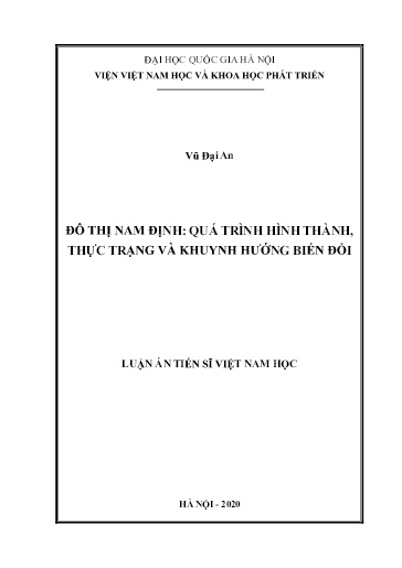 Luận văn Đô thị Nam Định: Quá trình hình thành, thực trạng và khuynh hướng biến đổi
