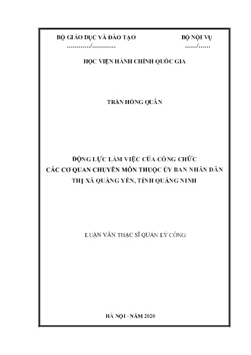 Luận văn Động lực làm việc của công chức các cơ quan chuyên môn thuộc ủy ban nhân dân Thị xã Quảng Yên, tỉnh Quảng Ninh
