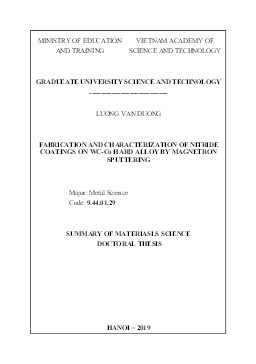 Luận văn Fabrication and characterization of nitride coatings on WC-Co hard alloy by magnetron sputtering