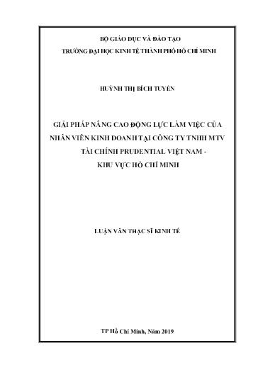 Luận văn Giải pháp nâng cao động lực làm việc của nhân viên kinh doanh tại Công ty TNHH MTV tài chính Prudential Việt Nam - Khu vực Hồ Chí Minh