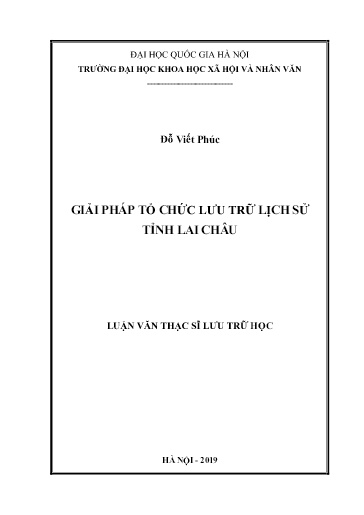 Luận văn Giải pháp tổ chức lưu trữ Lịch sử tỉnh Lai Châu