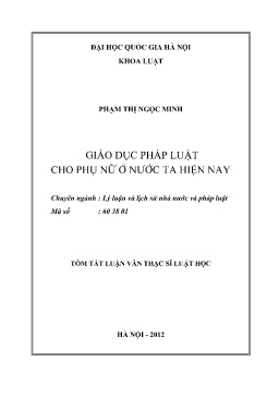 Luận văn Giáo dục pháp luật cho phụ nữ ở nước ta hiện nay