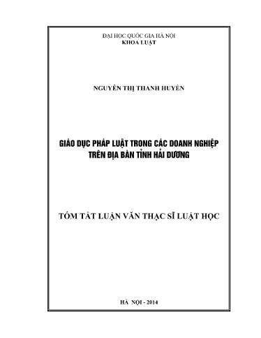 Luận văn Giáo dục pháp luật trong các doanh nghiệp trên địa bàn tỉnh Hải Dương