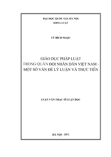 Luận văn Giáo dục pháp luật trong quân đội nhân dân Việt Nam - Một số vấn đề lý luận và thực tiễn