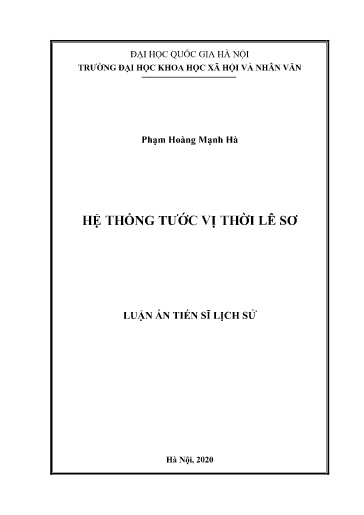 Luận văn Hệ thống tước vị thời Lê Sơ