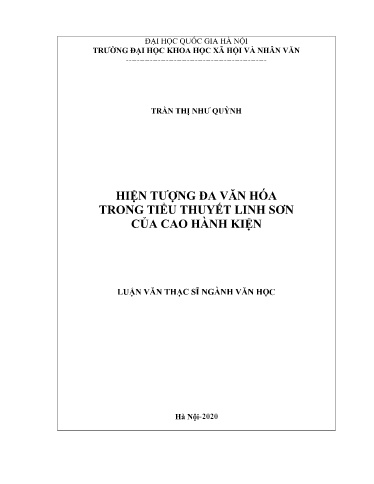 Luận văn Hiện tượng đa văn hóa trong Tiểu thuyết Linh Sơn của Cao Hành Kiện